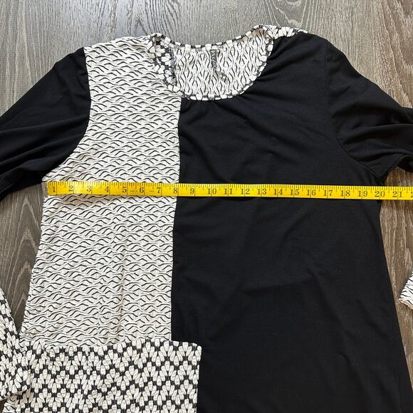 Nyah Mix Texture Color Block Tunic Top Front Pocket Long Sleeve Artsy Sz: L - Picture 5 of 6